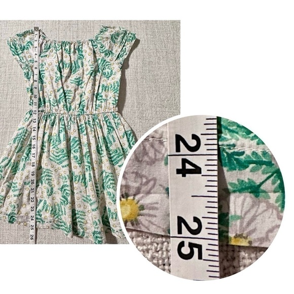 GYMBOREE Daisy Cotton Dress Green Yellow White Lined Floral Peasant Girl S 5-6 - Picture 9 of 13